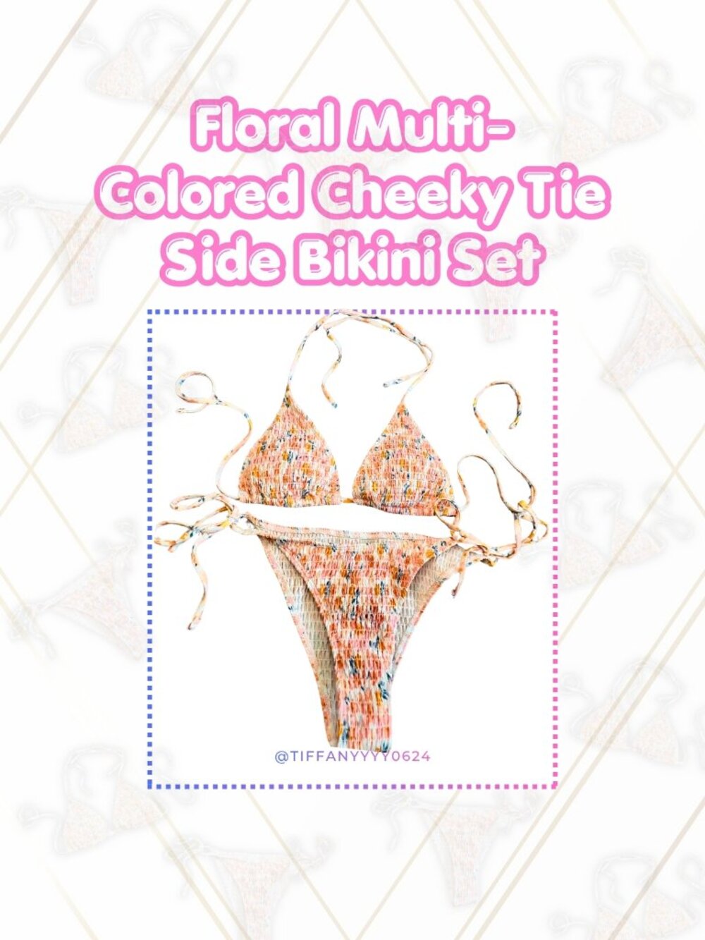 👙 Floral Bikini Set M Top L Bottoms Cheeky Tie Side
